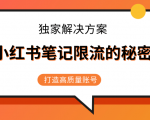 小红书笔记限流的秘密,被限流的笔记独家解决方案,打造高质量账号(共3节视频)-第一资源库