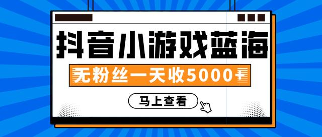 赚钱计划:抖音小游戏蓝海项目,无粉丝一天收入5000+-第一资源库