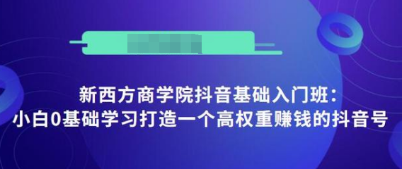 抖音基础入门班:小白0基础学习打造一个高权重赚钱的抖音号-第一资源库
