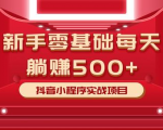 最新小白赚钱项目,零基础每天躺赚500+抖音小程序实战项目-第一资源库