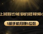 27个上班族也能做的短视频小项目,1部手机月赚5位数【赠短视频礼包】-第一资源库