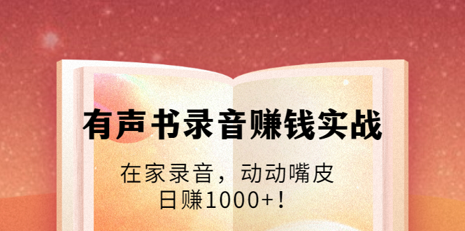 有声书录音赚钱实战:在家录音,动动嘴皮,日赚1000+!-第一资源库