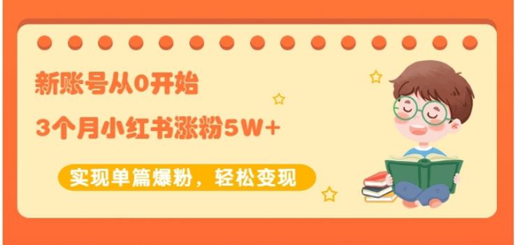 生财小红书涨粉变现:新账号从0开始3个月小红书涨粉5W+实现单篇爆粉-第一资源库
