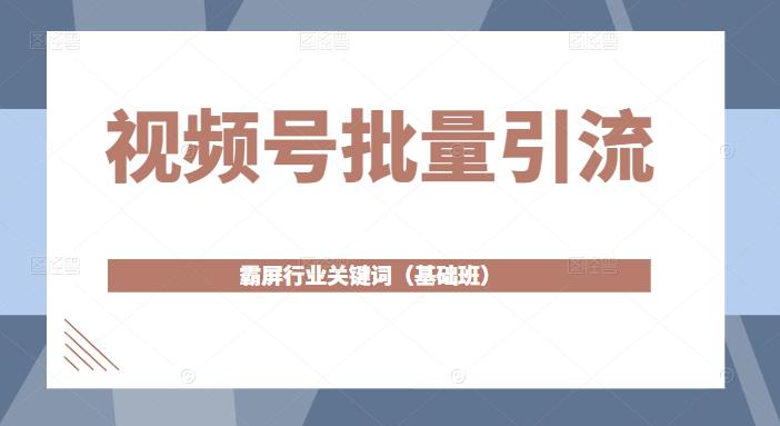 视频号批量引流,霸屏行业关键词(基础班)全面系统讲解视频号玩法-第一资源库