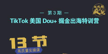 TikTok美国Dou+掘金出海特训营,美国dou+成功投放95%-第一资源库