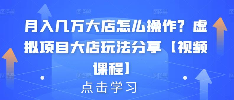 月入几万大店怎么操作?虚拟项目大店玩法分享【视频课程】-第一资源库