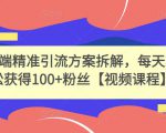 高端精准引流方案拆解，每天轻松获得100+粉丝【视频课程】-第一资源库
