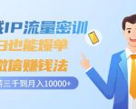 私域IP流量密训:小白也能爆单的微信赚钱法,从月薪三千到月入10000+-第一资源库