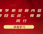 10堂速学微短剧内容制作标准与项目实战，领跑80%同行-第一资源库