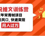 小说推文训练营，万年常青树项目，抓住风口，快速变现月入过万-第一资源库