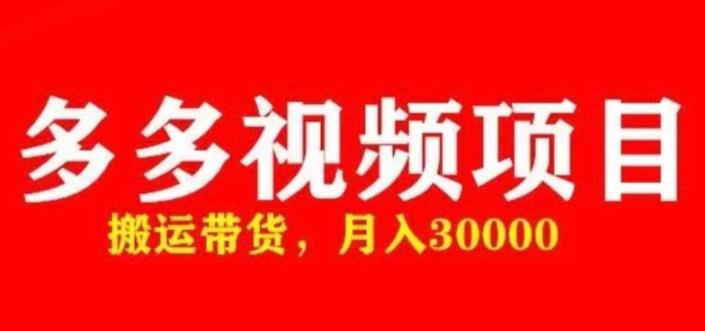 多多带货视频快速50爆款拿带货资格,搬运带货,月入30000【全套脚本+详细玩法】-第一资源库