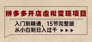 拼多多开店虚拟变现项目:入门到精通,从小白到日入过千(15节完整版)-第一资源库