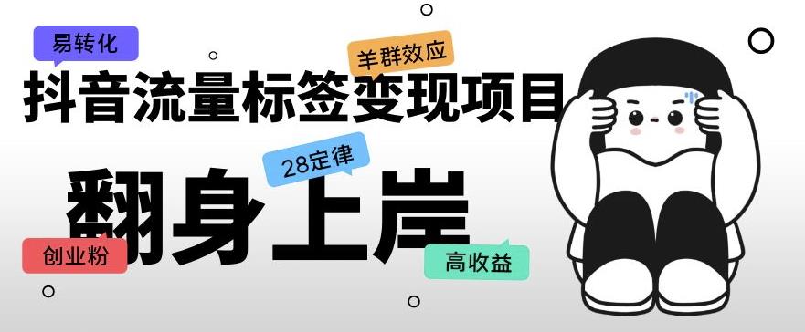 抖音流量标签变现项目,抖音创业粉轻松转化,单价高收益简单-第一资源库