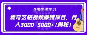爱奇艺短视频搬砖项目,月入3000-5000+【揭秘】-第一资源库