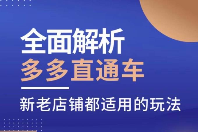全面解析多多直通车,新老店铺都适用的玩法-第一资源库