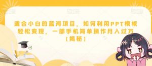 适合小白的蓝海项目,如何利用PPT模板轻松变现,一部手机简单操作月入过万【揭秘】-第一资源库