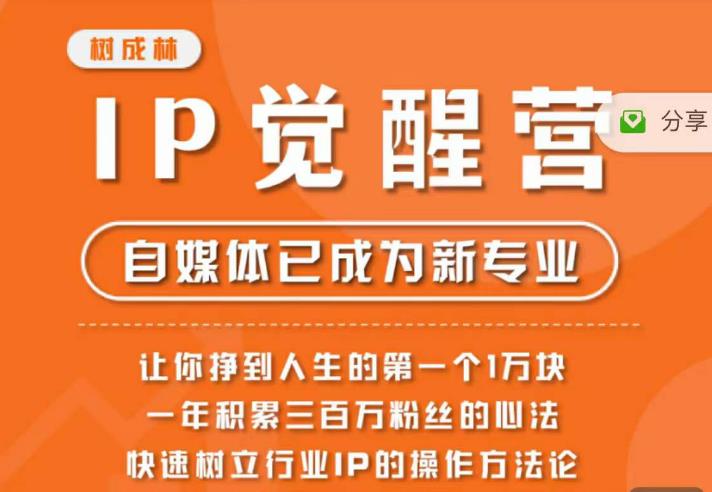 树成林·IP觉醒营,快速树立行业IP的操作方法论,让你赚到人生的第一个1万块(更新)-第一资源库