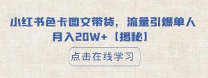 小红书色卡图文带货,流量引爆单人月入20W+【揭秘】-第一资源库