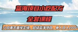 蓝海项目小吃配方全套课程,小白看完直接实操,单人日入1000+【揭秘】-第一资源库