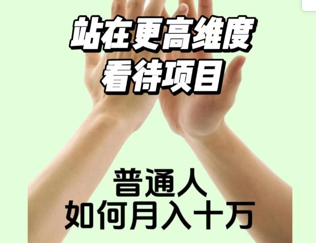 2023最火项目:站在更高维度看待项目,普通人如何月入十万【揭秘】-第一资源库