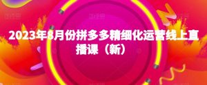 2023年8月份拼多多精细化运营线上直播课(新)-第一资源库