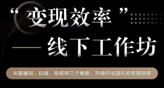 变现效率线下工作坊,从播直间、私域、视短频个三维度,升级IP和团队变现效率-第一资源库
