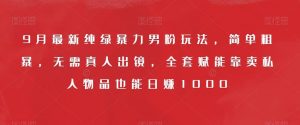 9月最新纯绿暴力男粉玩法,简单粗暴,无需真人出镜,全套赋能靠卖私人物品也能日赚1000-第一资源库