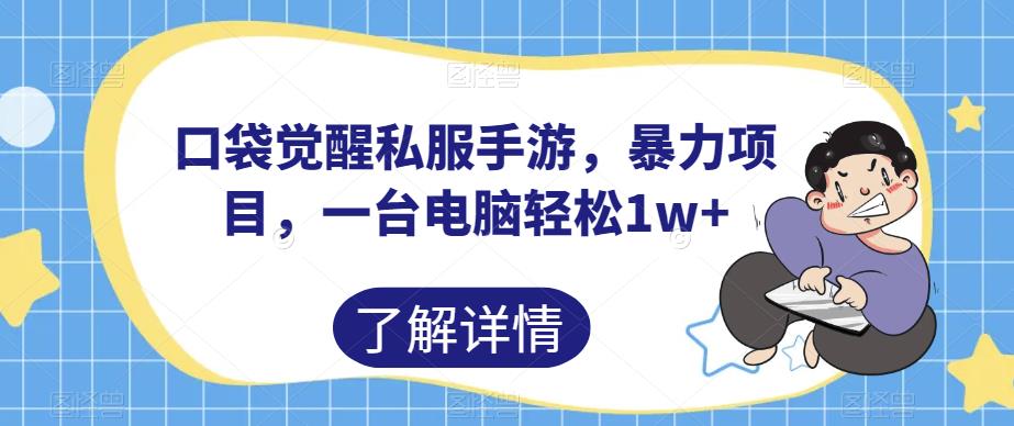 口袋觉醒私服手游,暴力项目,一台电脑轻松1w+【揭秘】-第一资源库