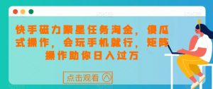 快手磁力聚星任务淘金,傻瓜式操作,会玩手机就行,矩阵操作助你日入过万-第一资源库