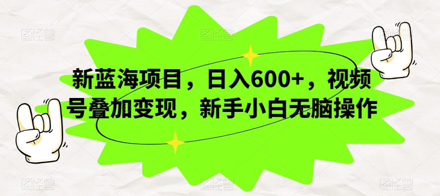 新蓝海项目,日入600+,视频号叠加变现,新手小白无脑操作【揭秘】-第一资源库