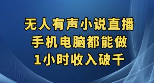 抖音无人有声小说直播，手机电脑都能做，1小时收入破千【揭秘】-第一资源库