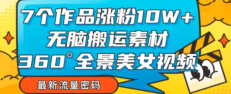 7个作品涨粉10W+,无脑搬运素材,全景美女视频爆款玩法分享【揭秘】-第一资源库