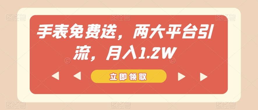 手表免费送,两大平台引流,月入1.2W【揭秘】-第一资源库