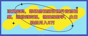 流量密码，靠情感视频引爆抖音短视频，涨粉到变现，保姆级教学，小白轻松月入2万【揭秘】-第一资源库