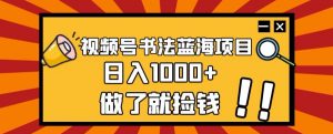 视频号书法蓝海项目，玩法简单，日入1000+【揭秘】-第一资源库