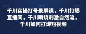 千川实操打号录屏课,千川打爆直播间,千川瞬烧刺激自然流,千川如何打爆短视频-第一资源库