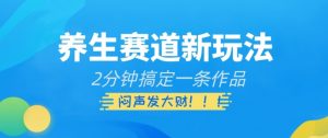 养生赛道新玩法,2分钟搞定一条作品,闷声发大财【揭秘】-第一资源库