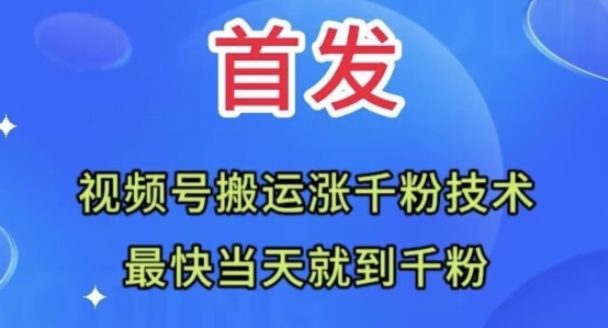全网首发:视频号无脑搬运涨千粉技术,最快当天到千粉【揭秘】-第一资源库