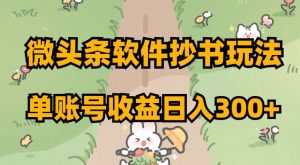 微头条软件抄书玩法，单账号收益日入300+【揭秘】-第一资源库