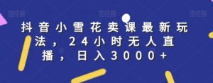 抖音小雪花卖课最新玩法,24小时无人直播,日入3000+【揭秘】-第一资源库