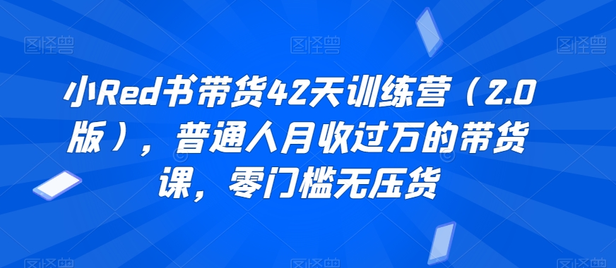 小Red书带货42天训练营(2.0版),普通人月收过万的带货课,零门槛无压货-第一资源库