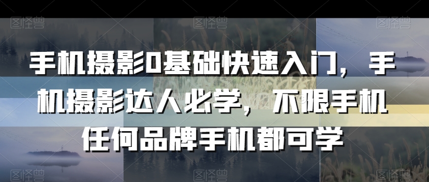 手机摄影0基础快速入门,手机摄影达人必学,不限手机任何品牌手机都可学-第一资源库