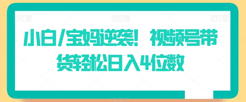小白/宝妈逆袭!视频号带货轻松日入4位数【揭秘】-第一资源库