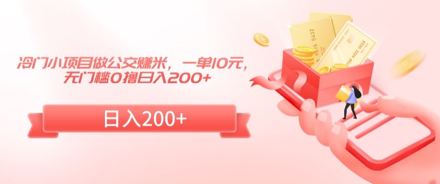 冷门小项目做公交赚米,一单10元,无门槛0撸日入200+【揭秘】-第一资源库