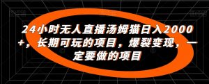 24小时无人直播汤姆猫日入2000+,长期可玩的项目,爆裂变现,一定要做的项目【揭秘】-第一资源库