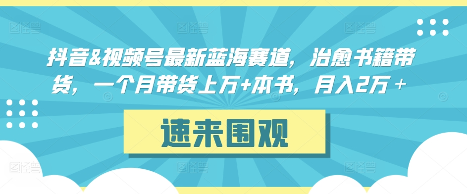 抖音&视频号最新蓝海赛道,治愈书籍带货,一个月带货上万+本书,月入2万+【揭秘】-第一资源库