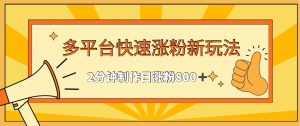 多平台快速涨粉最新玩法,2分钟制作,日涨粉800+【揭秘】-第一资源库