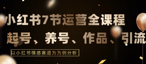 7节小红书运营实战全教程,结合最新情感赛道,打通小红书运营全流程【揭秘】-第一资源库