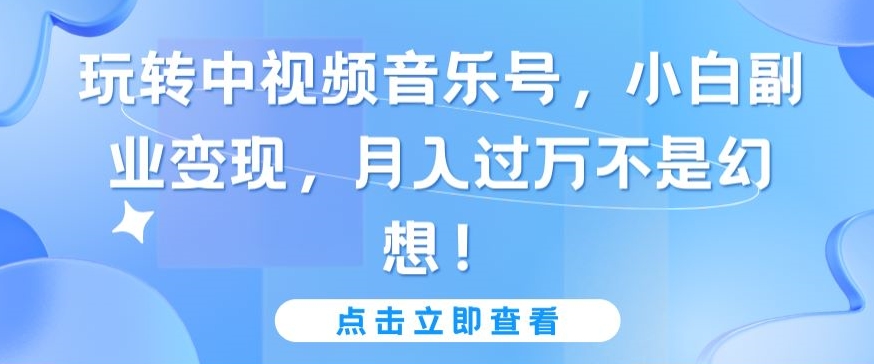 玩转中视频音乐号,小白副业变现,月入过万不是幻想【揭秘】-第一资源库