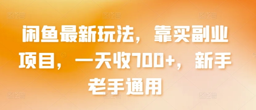 闲鱼最新玩法,靠买副业项目,一天收700+,新手老手通用【揭秘】-第一资源库